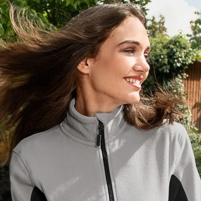 Dam fleece kontrastjacka - Upphöjd krage för att skydda mot kyla på halsen