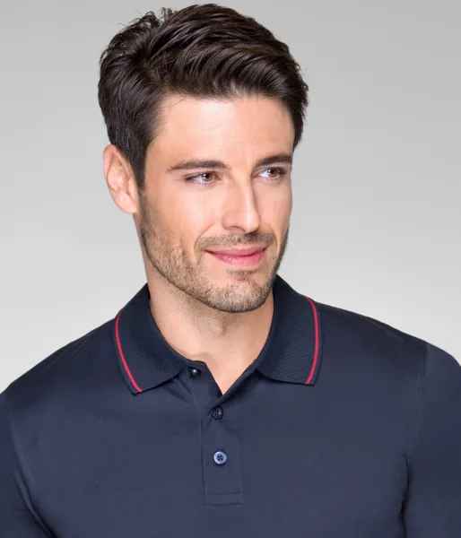 Elegant merceriserad polotröja för män - 3-knapps knäppning