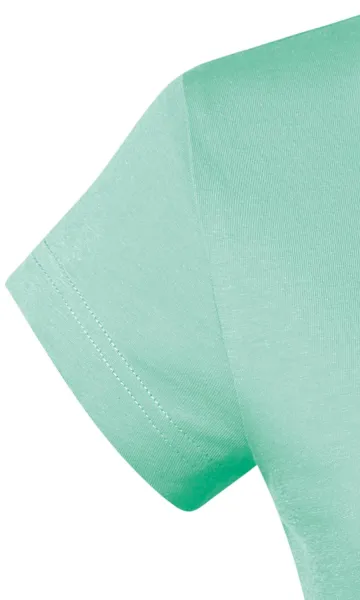 T-shirt med smal passform för damer med V-ringning - Mycket korta ärmar