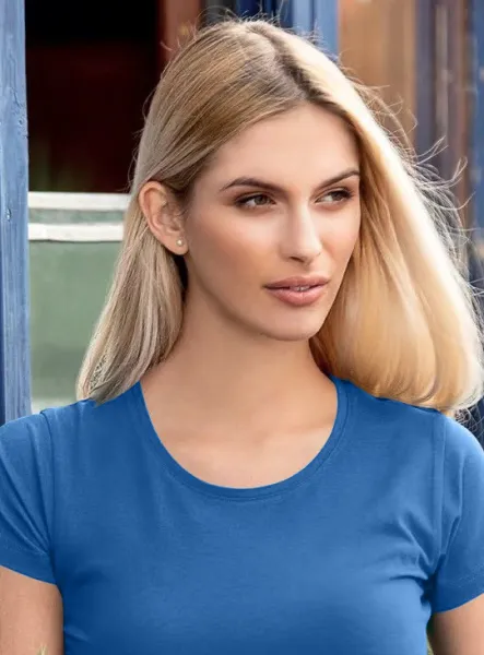 T-shirt dam med mycket korta ärmar - Klassisk rund halsringning