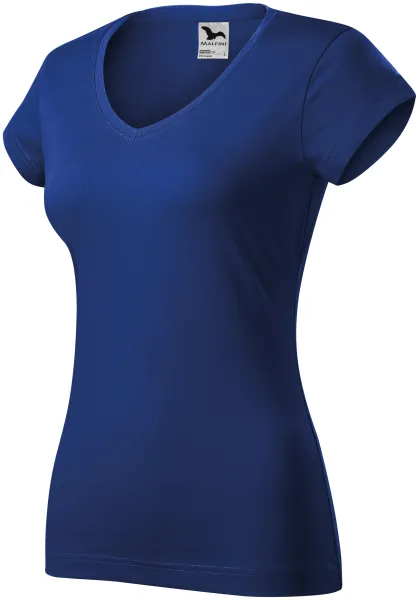 T-shirt med smal passform för damer med V-ringning - T-shirt till vardags för kvinnor