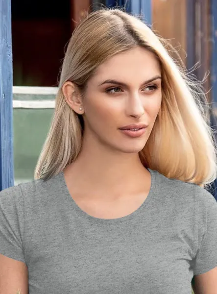 T-shirt dam med mycket korta ärmar - Klassisk rund halsringning