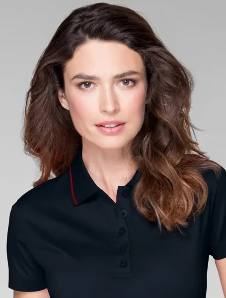 Damer elegant merceriserad polotröja - 5-knapps knäppning