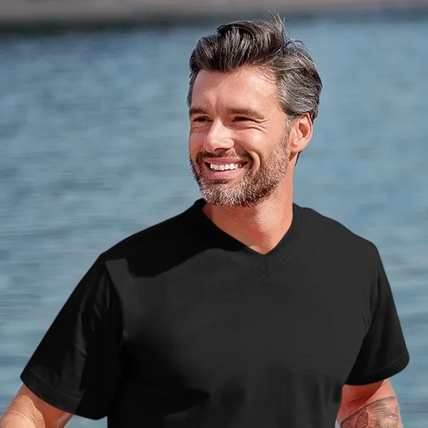 T-shirt med korta ärmar, medelvikt - V-ringning