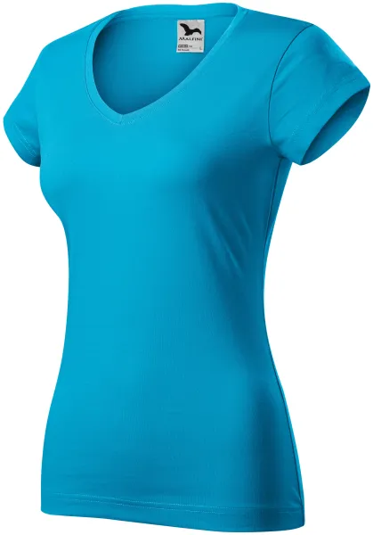 T-shirt med smal passform för damer med V-ringning - T-shirt till vardags för kvinnor