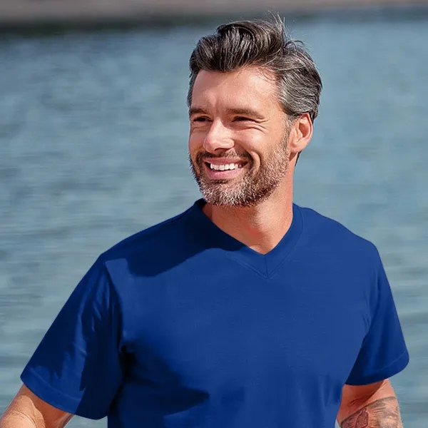 T-shirt med korta ärmar, medelvikt - V-ringning