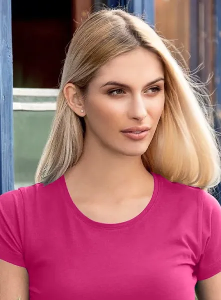 T-shirt dam med mycket korta ärmar - Klassisk rund halsringning