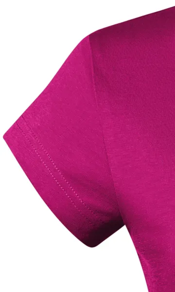 T-shirt med smal passform för damer med V-ringning - Mycket korta ärmar