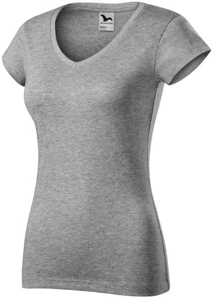 T-shirt med smal passform för damer med V-ringning - T-shirt till vardags för kvinnor