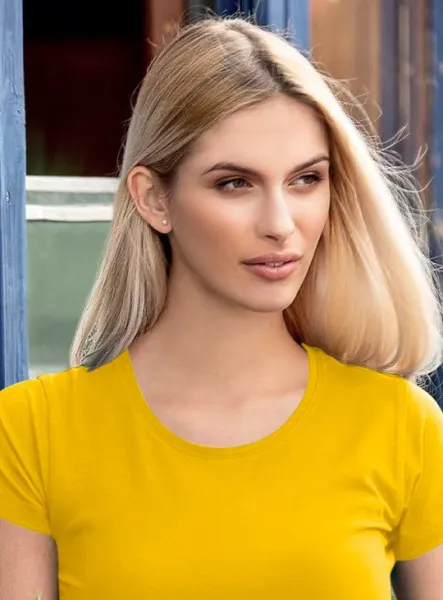 T-shirt dam med mycket korta ärmar - Klassisk rund halsringning