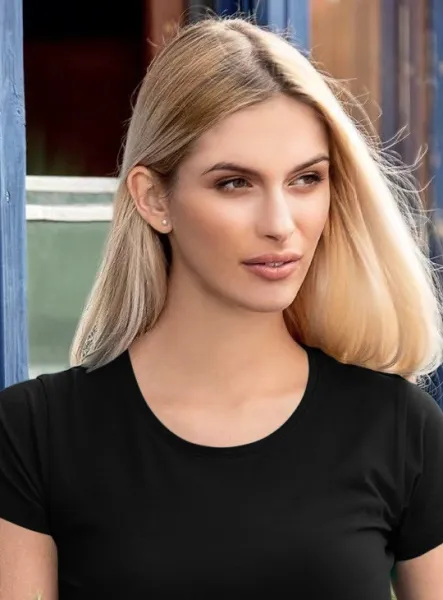 T-shirt dam med mycket korta ärmar - Klassisk rund halsringning