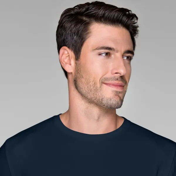 T-shirt med lång passform för män - Klassisk rund halsringning