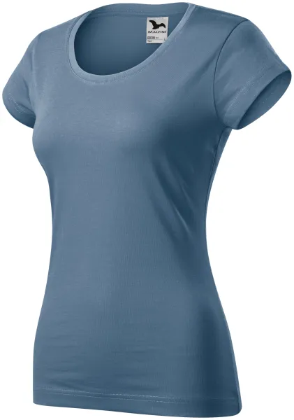 T-shirt med smal passform för damer med rund halsringning - Bekväm bomulls T-shirt för kvinnor