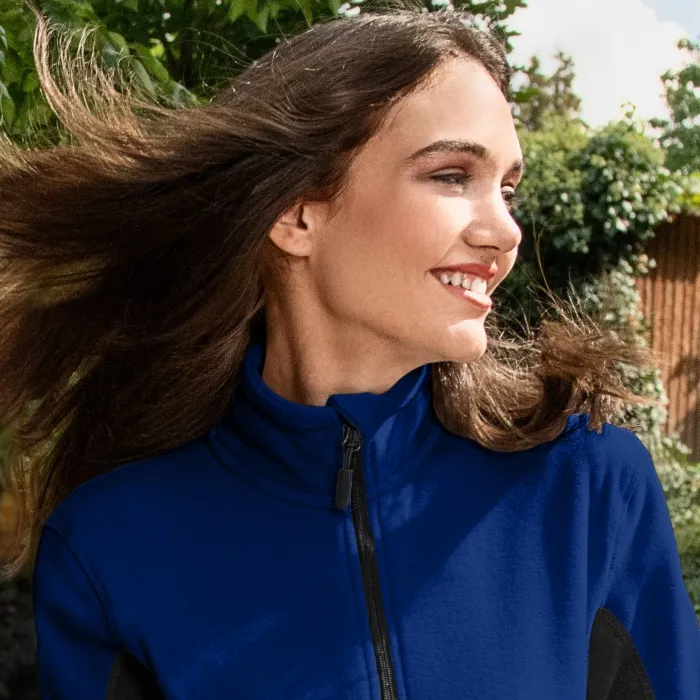 Dam fleece kontrastjacka - Upphöjd krage för att skydda mot kyla på halsen